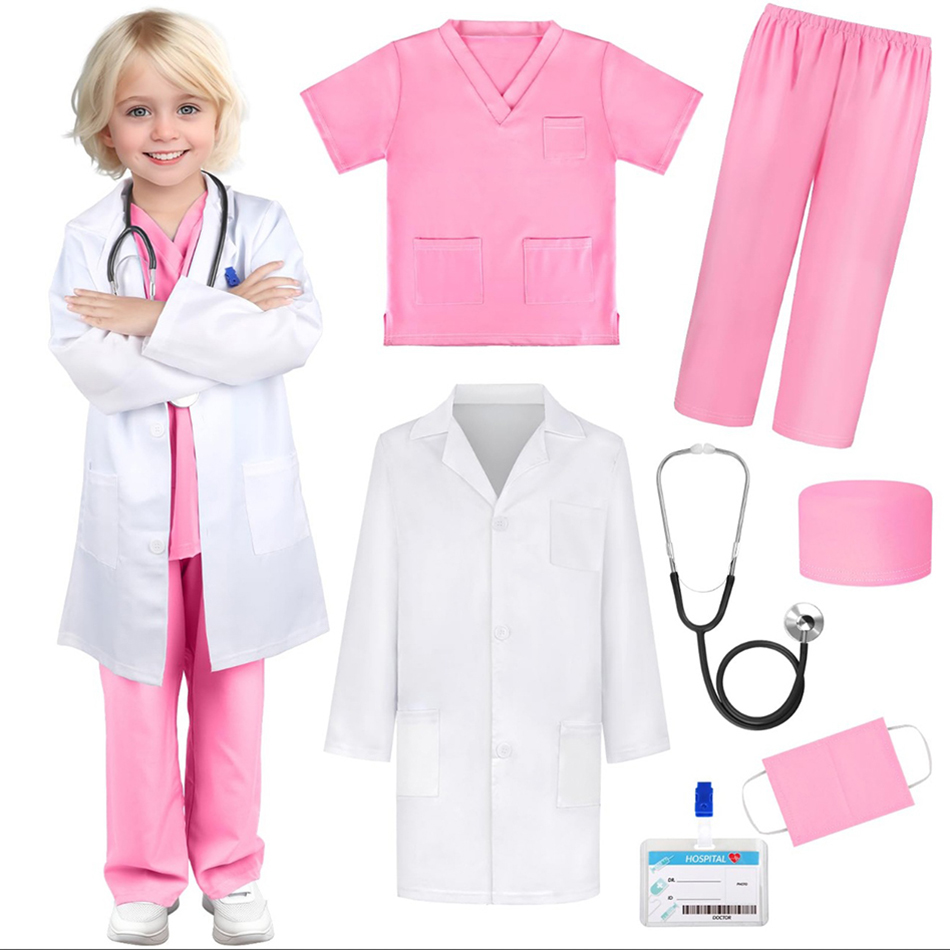 Kids Doctor Education - 7 Pcs/Pack Kid White Medical Uniform